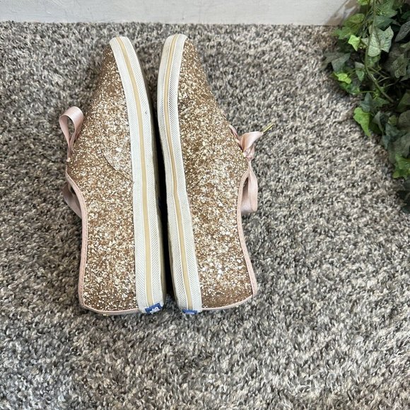 Keds womens Champion Kate Spade Glitter Sneaker Rose Gold Lace Up Size 8.5 Wide - Picture 5 of 9